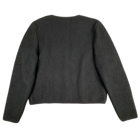 Vintage Womens Thick Wool Cardigan Jacket Large Black Stretch Old Money Preppy - Picture 2 of 16